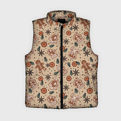 Женский жилет Узор с пряниками и специями для глинтвейна