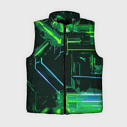 Женский жилет Зелёно-голубые полосы на чёрном фоне