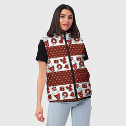 Женский жилет Новогодний паттерн, цвет: 3D-красный — фото 2