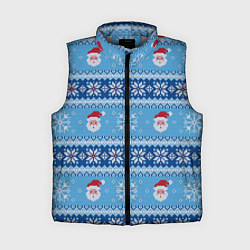 Женский жилет Вязаный новогодний узор с Дедом Морозом