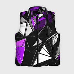 Женский жилет Фиолетово-белые рельефные треугольники на чёрном ф, цвет: 3D-светло-серый