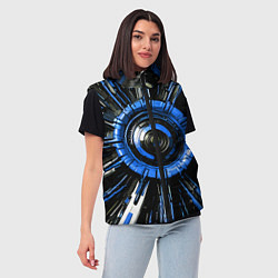 Женский жилет Чёрно-синяя сфера киберпанк, цвет: 3D-черный — фото 2