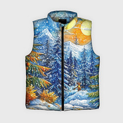 Женский жилет Новогодние елки в лесу масляные краски, цвет: 3D-светло-серый