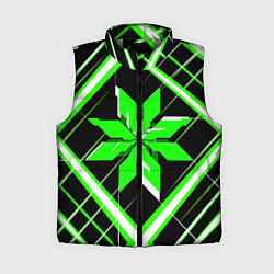 Женский жилет Зелёно-белая звезда и полосы на чёрном фоне