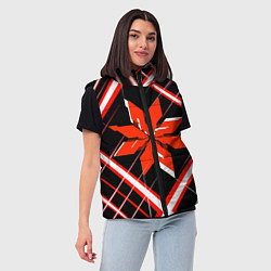 Женский жилет Красно-белая звезда и полосы на чёрном фоне, цвет: 3D-светло-серый — фото 2