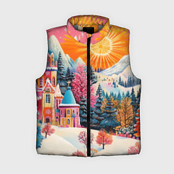 Женский жилет Новый год - горы и пейзаж, цвет: 3D-светло-серый