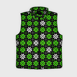Женский жилет Бело-зелёные звёзды на чёрном фоне