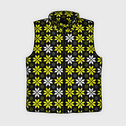 Женский жилет Жёлто-белые звёзды на чёрном фоне, цвет: 3D-черный