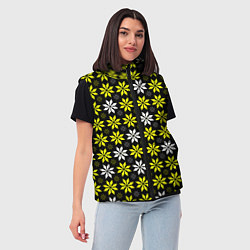 Женский жилет Жёлто-белые звёзды на чёрном фоне, цвет: 3D-черный — фото 2