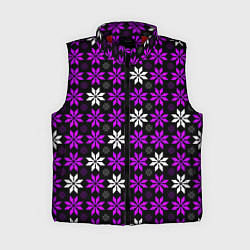 Женский жилет Бело-фиолетовые звёзды на чёрном фоне