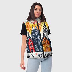 Женский жилет Разноцветные новогодние дома, цвет: 3D-светло-серый — фото 2