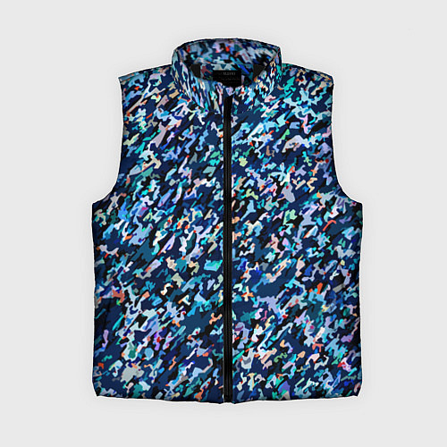 Женский жилет Абстрактная текстура синий пёстрый / 3D-Черный – фото 1