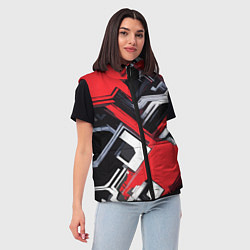 Женский жилет Красно-белый техно паттерн, цвет: 3D-светло-серый — фото 2