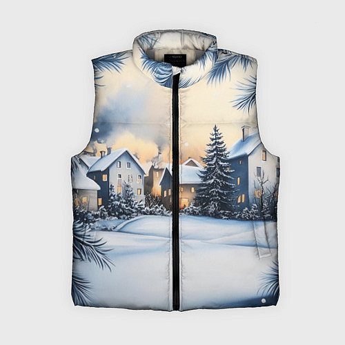 Женский жилет Зимний снежный двор / 3D-Светло-серый – фото 1