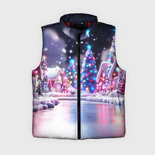 Женский жилет Новогоднее настроение фонариков / 3D-Красный – фото 1