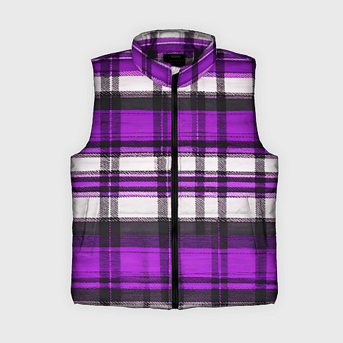 Женский жилет Фиолетово-белая ткань в клетку / 3D-Черный – фото 1