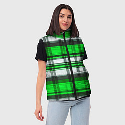 Женский жилет Зелёно-белая ткань в клетку, цвет: 3D-черный — фото 2