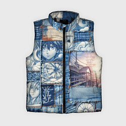 Женский жилет Пэчворк с мотивами аниме, цвет: 3D-черный
