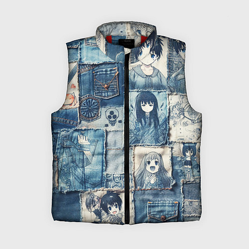 Женский жилет Персонажи аниме на пэчворк / 3D-Красный – фото 1