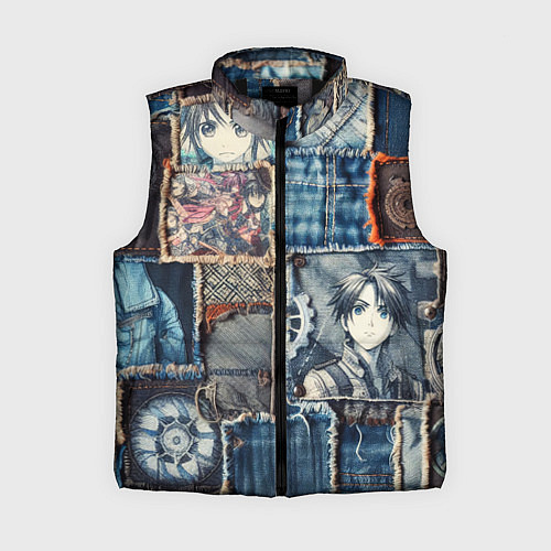Женский жилет Аниме пэчворк деним / 3D-Черный – фото 1