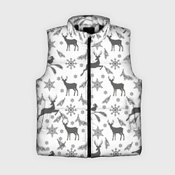 Женский жилет Новогодние мотивы олени и снежинки