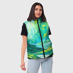 Женский жилет Зелёная кислотная абстракция, цвет: 3D-красный — фото 2