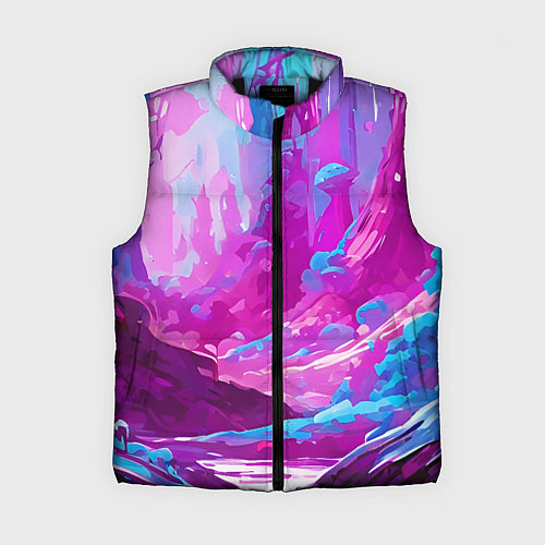 Женский жилет Фиолетовая кислотная абстракция / 3D-Черный – фото 1