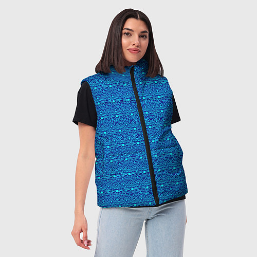 Женский жилет Сине-голубой узор / 3D-Светло-серый – фото 3