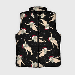 Женский жилет Рик и Морти новогодний паттерн, цвет: 3D-черный