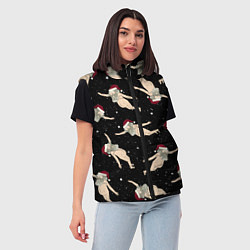 Женский жилет Рик и Морти новогодний паттерн, цвет: 3D-черный — фото 2