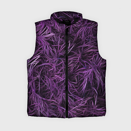 Женский жилет Фиолетовая трава на чёрном фоне / 3D-Черный – фото 1
