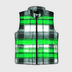 Женский жилет Чёрные полосы на зелёном-белом фоне