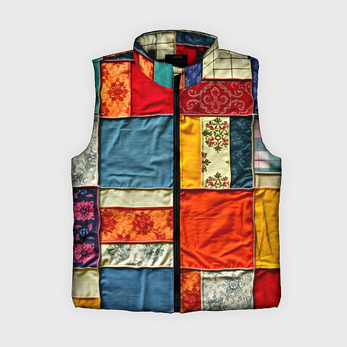 Женский жилет Пэчворк из ярких тканей / 3D-Черный – фото 1