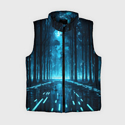 Женский жилет Синий цифровой лес, цвет: 3D-черный