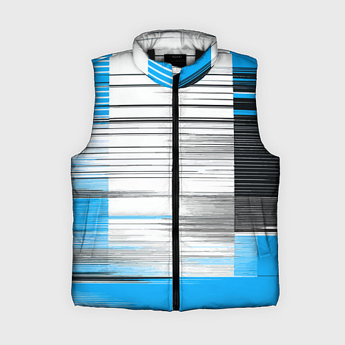 Женский жилет Чёрные вертикальные полосы на сине-белом фоне / 3D-Черный – фото 1