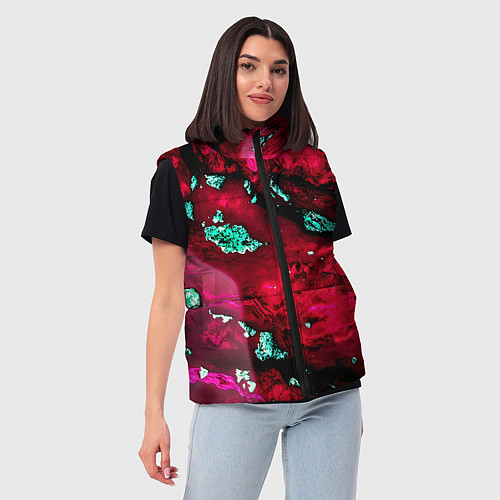 Женский жилет Абстракция красно-голубая / 3D-Красный – фото 3