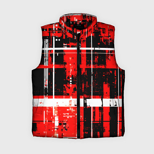 Женский жилет Красно-белый гранж на чёрном фоне / 3D-Черный – фото 1
