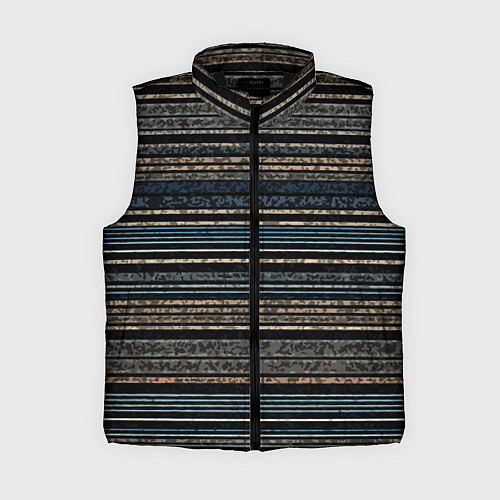 Женский жилет Тёмный сине-коричневый текстурные полосы / 3D-Черный – фото 1