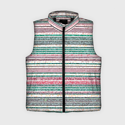 Женский жилет Светлый зелёно-розовый текстурированные полосы / 3D-Черный – фото 1