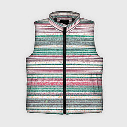 Женский жилет Светлый зелёно-розовый текстурированные полосы