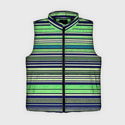 Женский жилет Сине-зелёный текстурные полосы