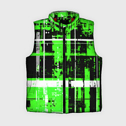 Женский жилет Зелёно-белый гранж на чёрном фоне