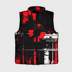 Женский жилет Красно-белый гранж на чёрном фоне