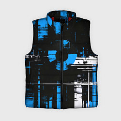 Женский жилет Сине-белый гранж на чёрном фоне
