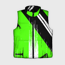 Женский жилет Вертикальные чёрные линии на зелёно-белом фоне