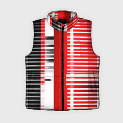 Женский жилет Белые полосы на чёрно-красном фоне