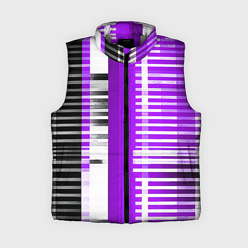 Женский жилет Белые полосы на чёрно-фиолетовом фоне / 3D-Светло-серый – фото 1