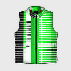 Женский жилет Белые полосы на зелёно-чёрном фоне, цвет: 3D-красный