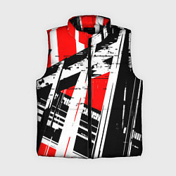 Женский жилет Чёрно-белые абстрактные линии на красном фоне