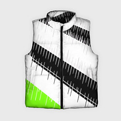 Женский жилет Диагональные чёрно-белые полосы на зелёном фоне